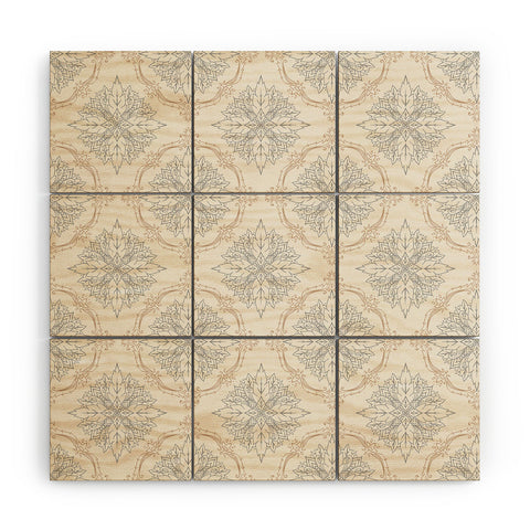 Avenie Modern Floral Damask Neutral Wood Wall Mural
