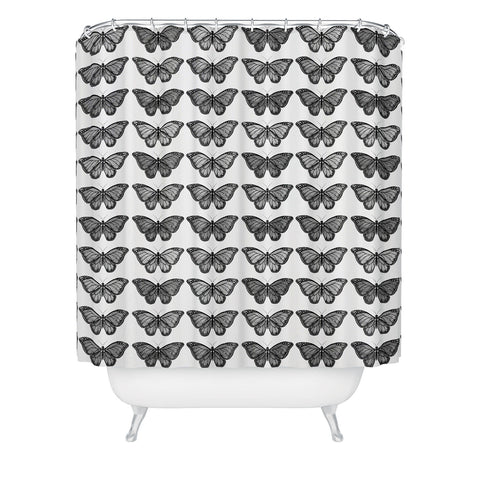 Avenie Monarch Butterfly Black and White Shower Curtain