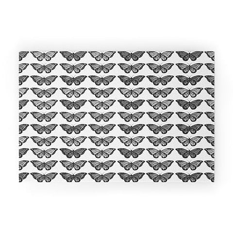 Avenie Monarch Butterfly Black and White Welcome Mat