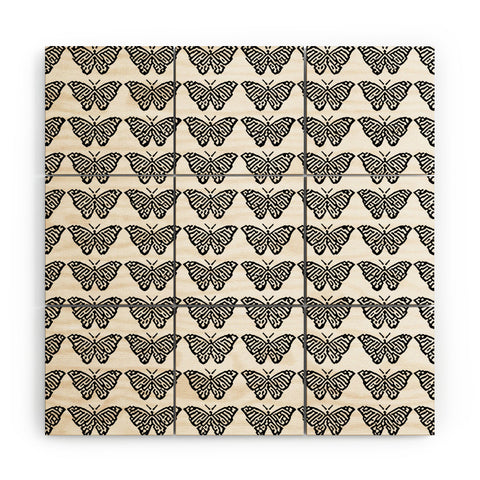 Avenie Monarch Butterfly Black and White Wood Wall Mural