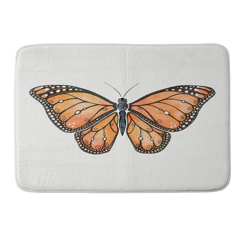 Avenie Monarch Butterfly Orange Memory Foam Bath Mat