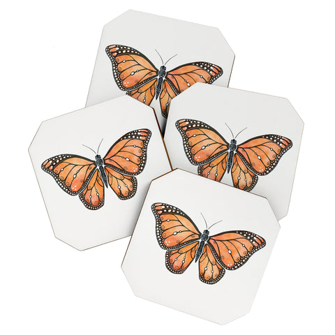 Avenie Monarch Butterfly Orange Coaster Set