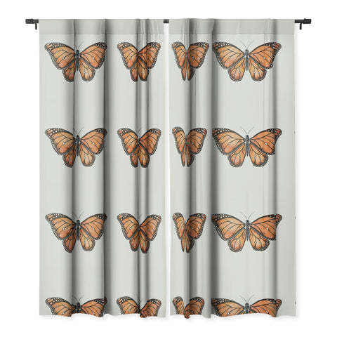 Avenie Monarch Butterfly Orange Blackout Window Curtain