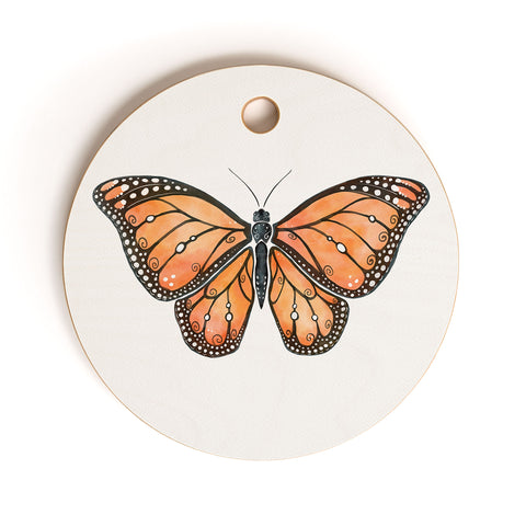 Avenie Monarch Butterfly Orange Cutting Board Round