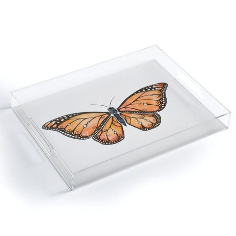 Avenie Monarch Butterfly Orange Acrylic Tray