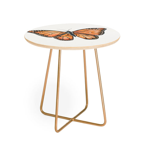 Avenie Monarch Butterfly Orange Round Side Table