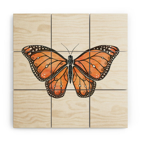 Avenie Monarch Butterfly Orange Wood Wall Mural