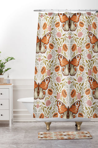 Avenie Morris Inspired Butterfly I Shower Curtain And Mat