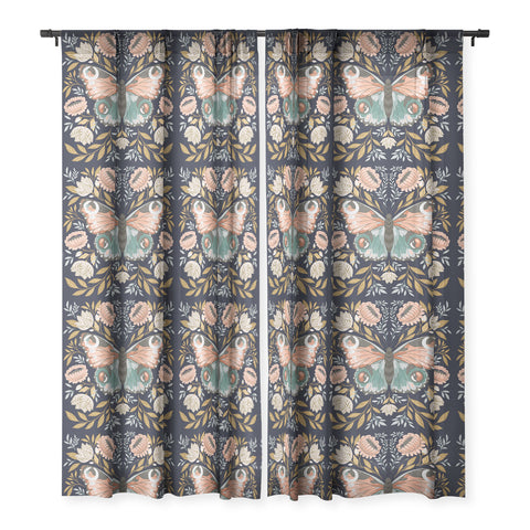 Avenie Morris Inspired Butterfly II Sheer Window Curtain