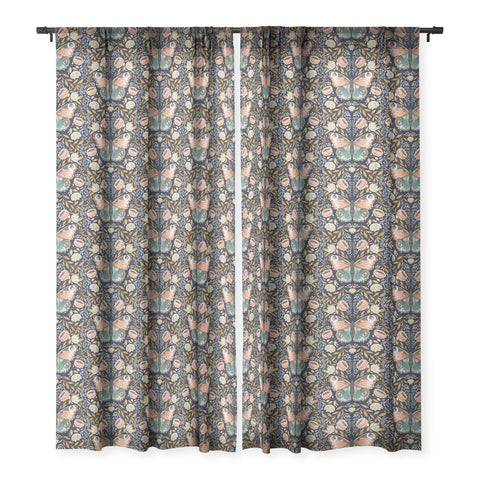 Avenie Morris Inspired Butterfly III Sheer Window Curtain