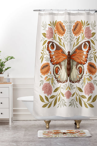 Avenie Morris Inspired Butterfly Shower Curtain And Mat