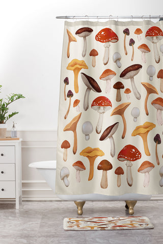 Avenie Mushroom Collection Shower Curtain And Mat