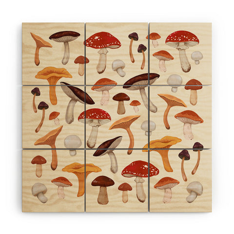 Avenie Mushroom Collection Wood Wall Mural