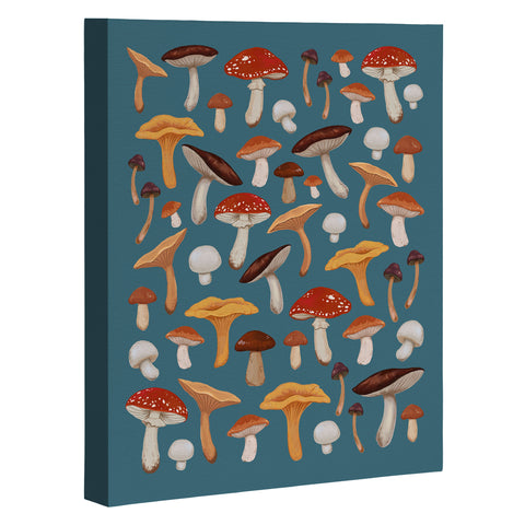 Avenie Mushroom In Teal Art Canvas