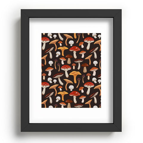 Avenie Mushroom Medley Pattern Recessed Framing Rectangle