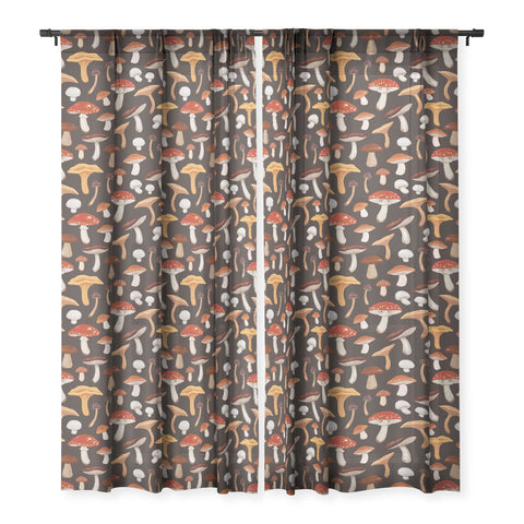 Avenie Mushroom Medley Pattern Sheer Non Repeat