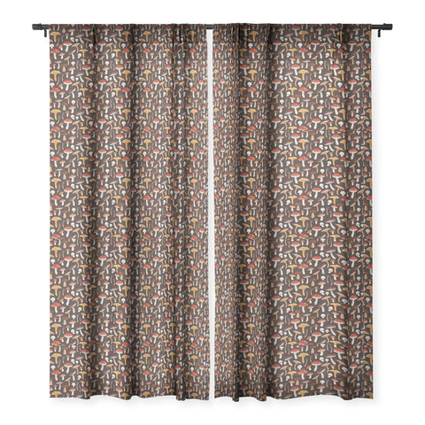Avenie Mushroom Medley Pattern Sheer Window Curtain