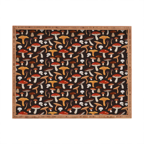 Avenie Mushroom Medley Pattern Rectangular Tray