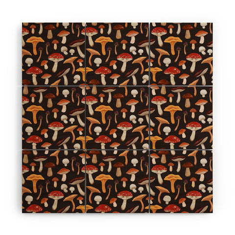 Avenie Mushroom Medley Pattern Wood Wall Mural