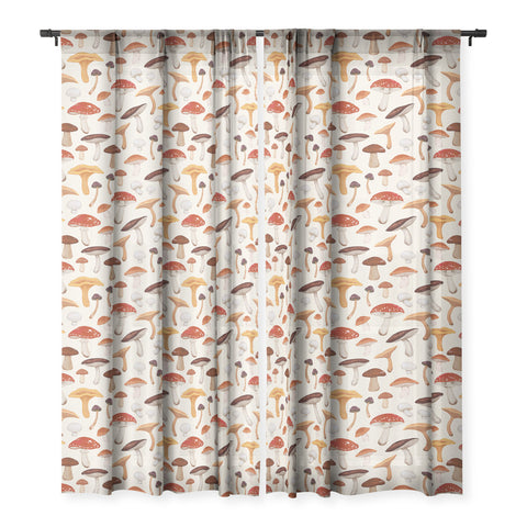 Avenie Mushroom Pattern Sheer Non Repeat