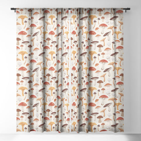 Avenie Mushroom Pattern Sheer Window Curtain
