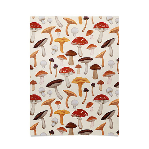Avenie Mushroom Pattern Poster