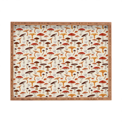 Avenie Mushroom Pattern Rectangular Tray