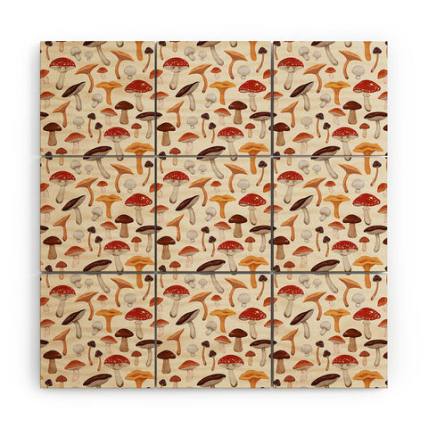 Avenie Mushroom Pattern Wood Wall Mural
