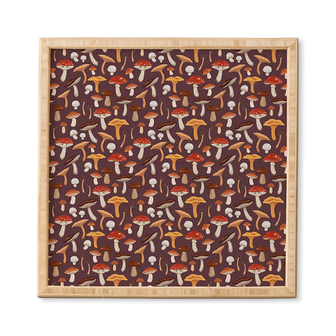 Avenie Mushroom Woodland Pattern Framed Wall Art