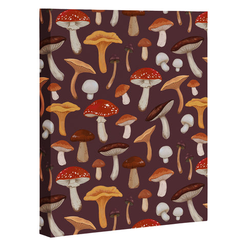 Avenie Mushroom Woodland Pattern Art Canvas