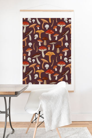 Avenie Mushroom Woodland Pattern Art Print And Hanger