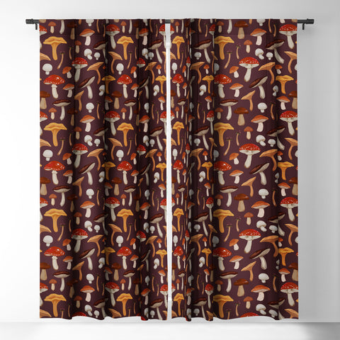 Avenie Mushroom Woodland Pattern Blackout Window Curtain
