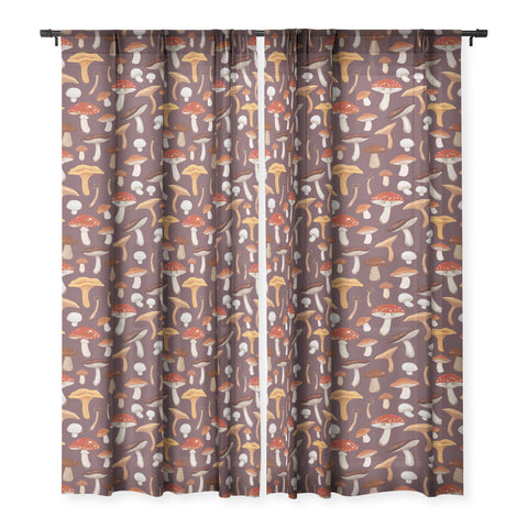 Avenie Mushroom Woodland Pattern Sheer Non Repeat