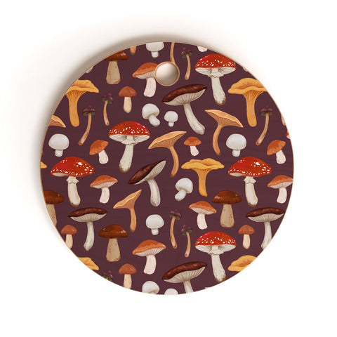 Avenie Mushroom Woodland Pattern Cutting Board Round