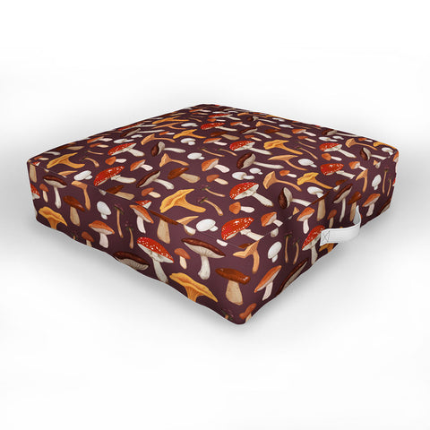 Avenie Mushroom Woodland Pattern Outdoor Floor Cushion