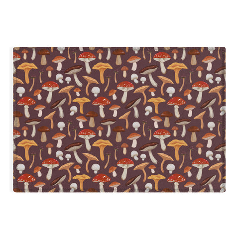 Avenie Mushroom Woodland Pattern Outdoor Rug