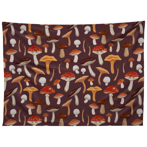 Avenie Mushroom Woodland Pattern Tapestry