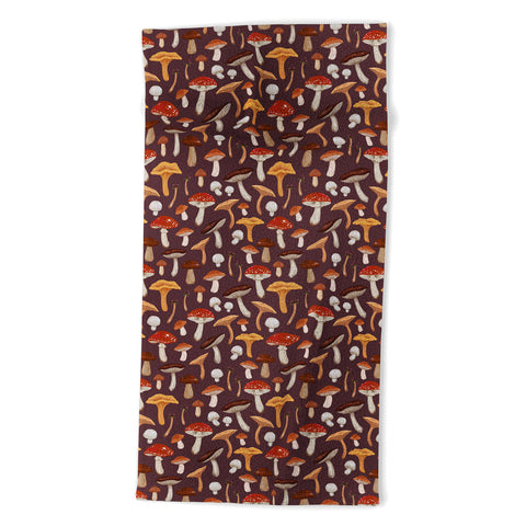Avenie Mushroom Woodland Pattern Beach Towel