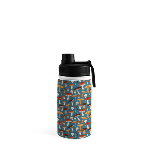 Avenie Mushrooms In Teal Pattern Water Bottle
