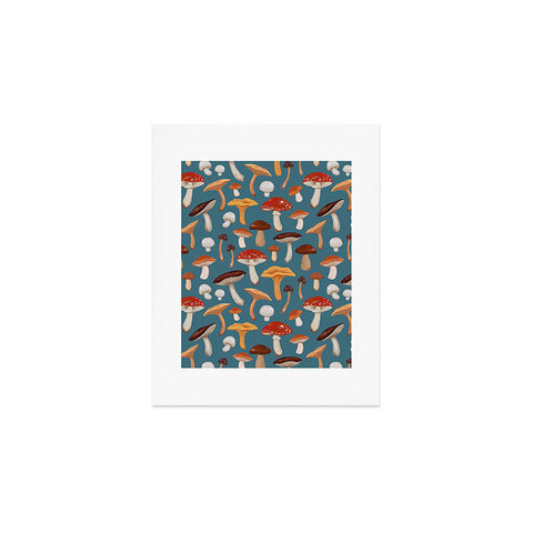 Avenie Mushrooms In Teal Pattern Art Print