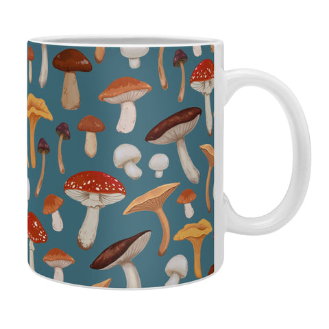 Avenie Mushrooms In Teal Pattern Coffee Mug