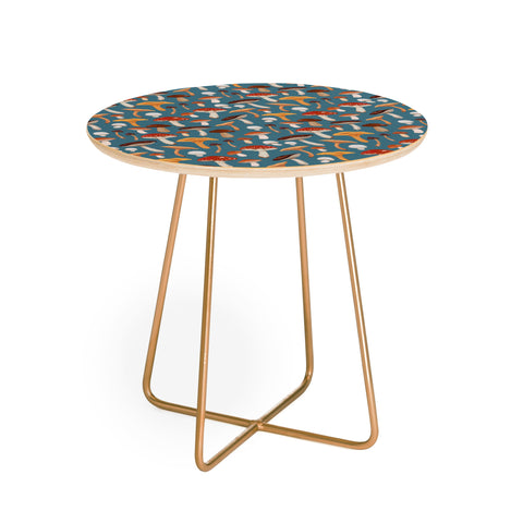 Avenie Mushrooms In Teal Pattern Round Side Table