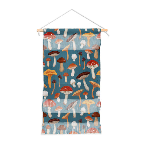 Avenie Mushrooms In Teal Pattern Wall Hanging Portrait