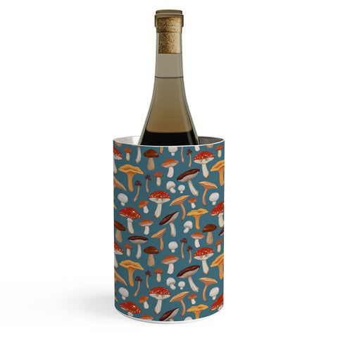 Avenie Mushrooms In Teal Pattern Wine Chiller