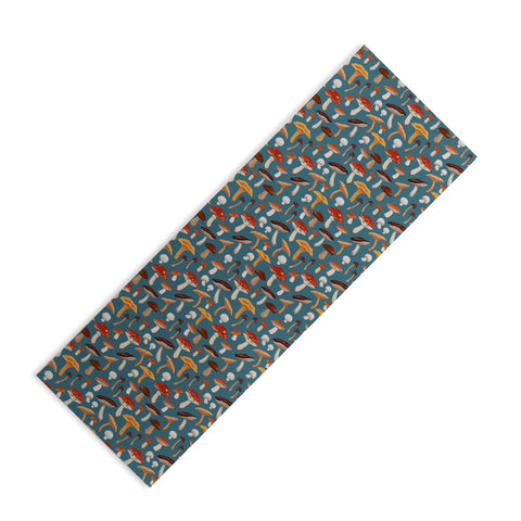 Avenie Mushrooms In Teal Pattern Yoga Mat