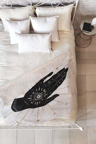 Avenie Mystic Hand with Eye Fleece Throw Blanket