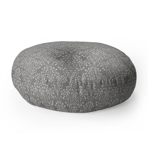 Avenie Neutral Art Nouveau Damask Floor Pillow Round