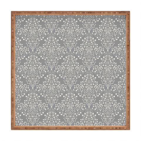 Avenie Neutral Art Nouveau Damask Square Tray