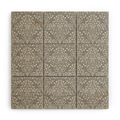 Avenie Neutral Art Nouveau Damask Wood Wall Mural