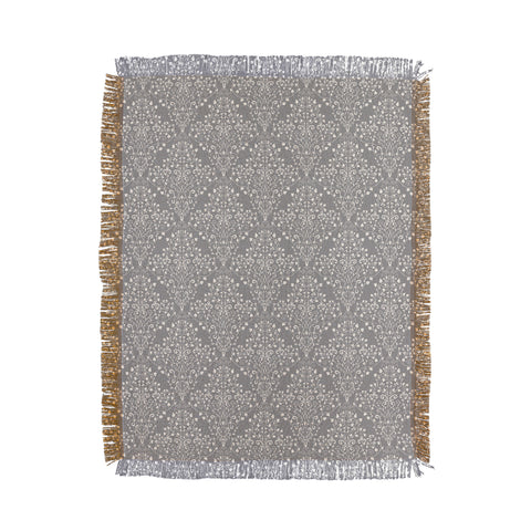 Avenie Neutral Art Nouveau Damask Throw Blanket